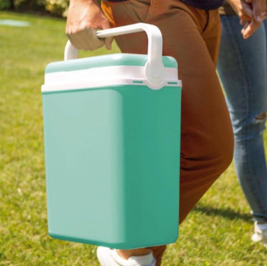 Grote thermische koeler - Geïsoleerde ijsbox - Picknick en strand - Deksel met bekerhouders - 29 liter inhoud - Blauw