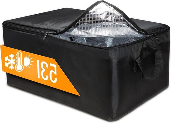 Grote thermotas voor opvouwbare box - isolatiekist boodschappentas voor warmte en kou - voedseltransport zwart - 60 cm x 40 cm x 25 cm Cool Box Stand van Cool Box Stand