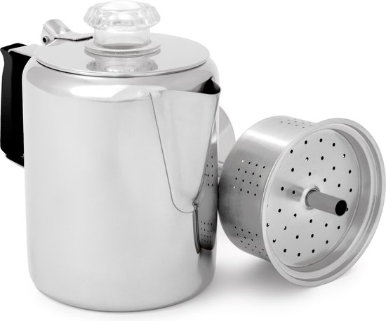 GSI Glacier Stainless Perculator Campingservies en keukenuitrusting 400 ml zilver van GSI