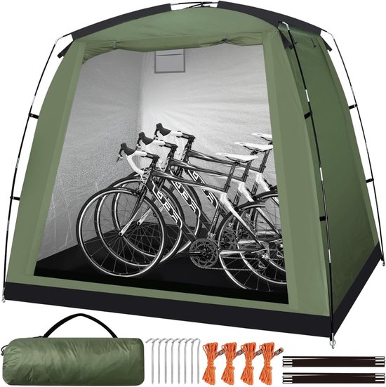 GTB® Fietsenberging - Fietsenstalling - Fietsenhok - Legergroen - 220cm x 150cm x 175cm van gtb