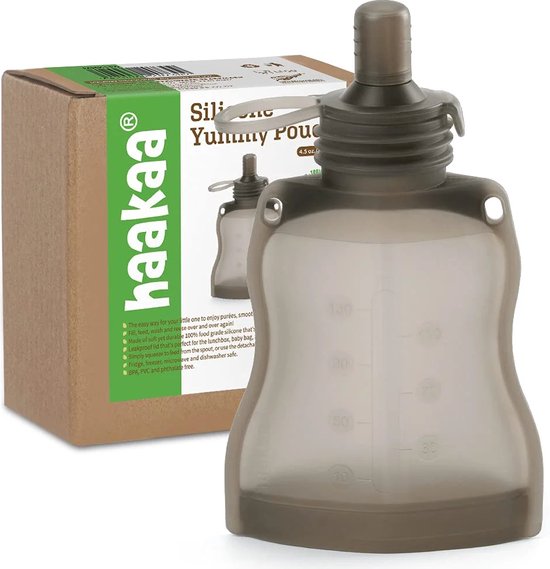 Haakaa Knijpzakje | 1 stuks | Yummy Pouch | Siliconen herbruikbare zakjes | 130ml | inclusief siliconen rietje van Haakaa