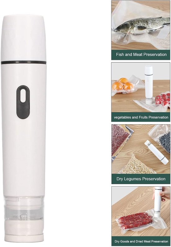 Handbediende Oplaadbare Mini Vacuümpomp met USB Oplading, Draagbare Eénknops Afzuiger voor Voedsel Vacuümzakken in Wit