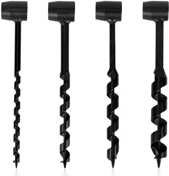 Handboor Hout - Survival Gereedschap - Kamperen Outdoor - Zware Koolstofstaal - 23 Cm Lengte - Zwart