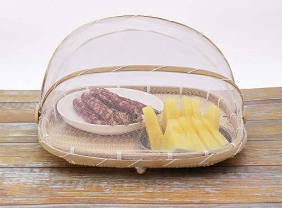 Handgemaakte bamboe voedselklok - Anti-muggen, voor fruit en taart, buiten gebruik (33x33x4cm)