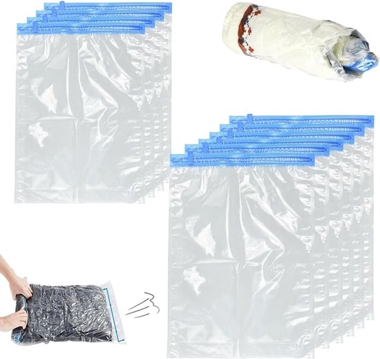 Handgerolde compressiezak voor optimaal ruimtebesparing en bescherming van kleding en spullen