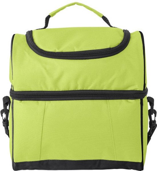 Handige koeltas lime/zwart 39 cm - 12 liter - Koeltassen voor onderweg/op het strand van Benson