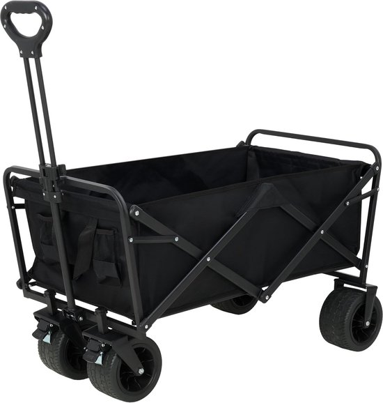 Handige Transportkar - Opvouwbare Kar - Boodschappen Doen - 180 kg Draagkracht - 95 x 57 x 96 CM - Zwart