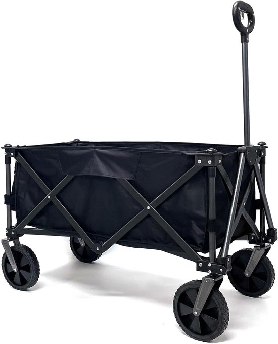 Handkar Opvouwbaar - Draagwagen Trolley - Spullen Vervoeren - Grote Laadcapaciteit - 110 Liter - Zwart