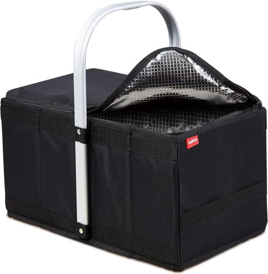 Handle-Box Cool Carry-Bag met Cooling Functie en Opvouwbaar Smart Folding System - Zwart - 40x24x20 cm Cool Box Stand van V-Part