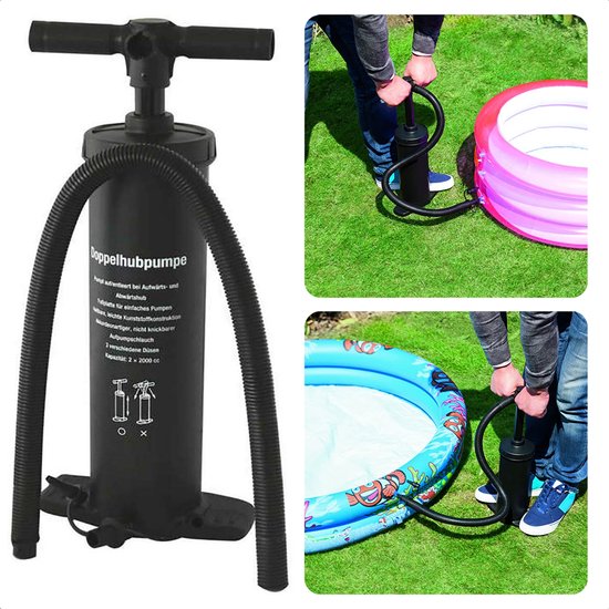 Handpomp - Dubbele Pomp - Luchtpomp - 2 Liter - Handmatig - Ideaal voor Luchtbed van Merkloos
