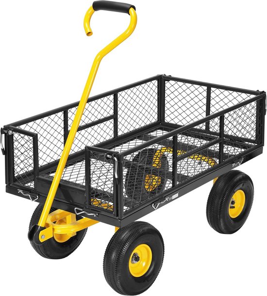 Handtrolley met 400 kg capaciteit - Duurzame transportkar met luchtbanden en draaibare handgreep van Merkloos