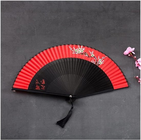 Handwaaier Chinees - Opvouwbare waaier - Koelte Zomer - Opvouwbaar Ontwerp - Compact - Rood