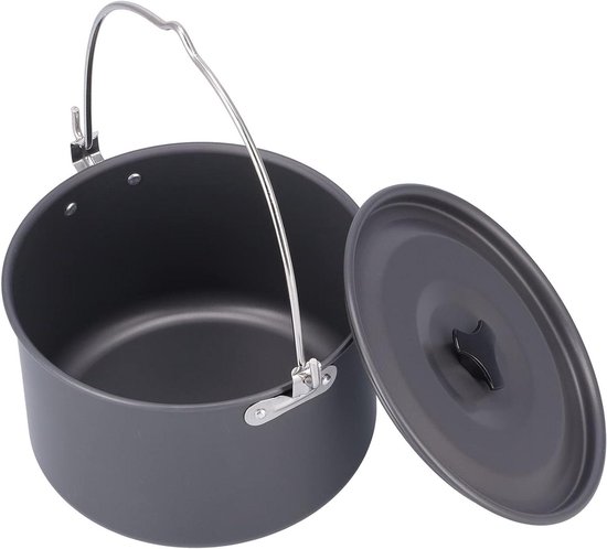 Hangende Kookpot - Kampeer Eetgerei - Buiten Koken - Hoge Capaciteit - 25 cm - Zilver