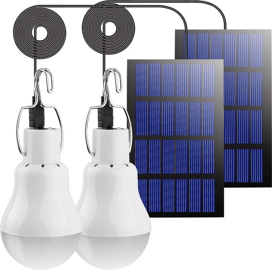 Hanglampen op zonne-energie voor buitenshuis - led lichtbron 3W - camping tent tuinhuisje - trektochten vissen - 2 stuks van Yoa.