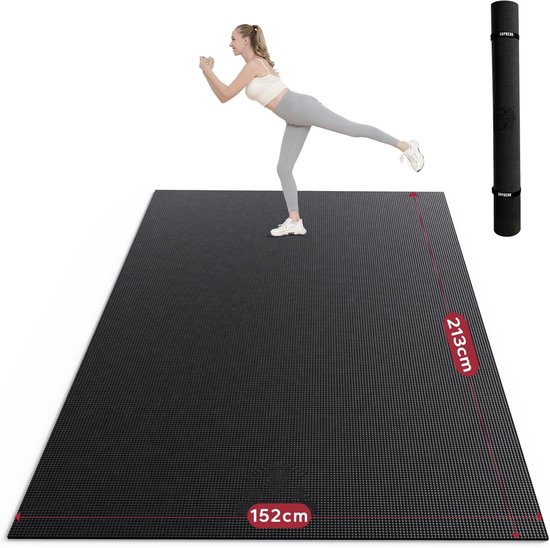HAPBEAR Yogamat XXL,Extra Breed,Sportmat,Fitnessmat,Antislip,183x122/213x152/244x183/274x183/305x183/366x183x0,8cmDik,Hoge Dichtheid,Ultra Duurzaam PVC,Gymnastiekmat met Fitnssbanden,Schoenvriendelijk