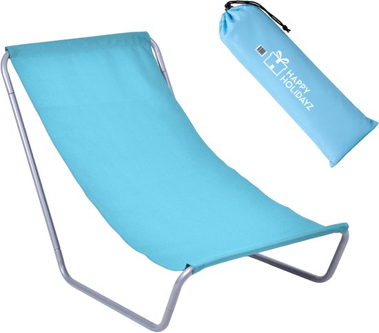 Happy Holidayz Strandstoel Inklapbaar Blauw - Lichtgewicht 1,75 kg - Opvouwbare Ligstoel - Stalen Frame - Met Draagtas - Klapstoel Strand - Vouwstoel Outdoor - Campingstoel - Beach Chair
