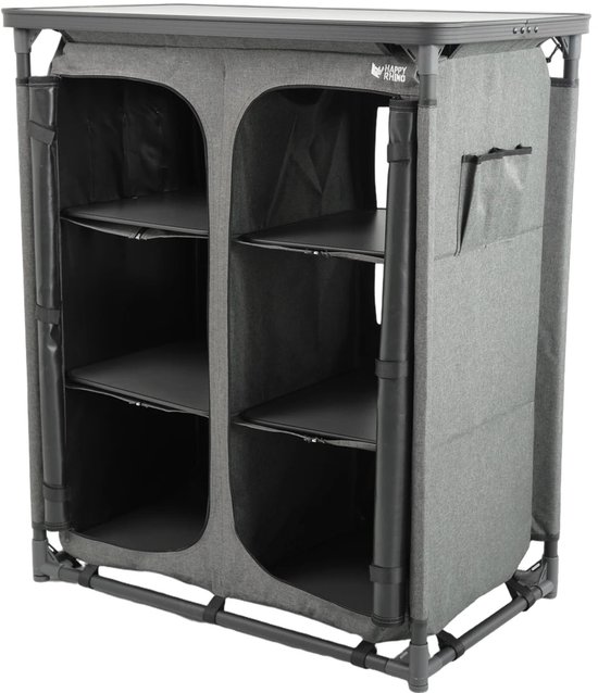 Happy Rhino - Kast Abruzzo - Campingkast - Voorraadkast - Kampeerkast - Grijs Polyester - 91 x 51 x 105 cm