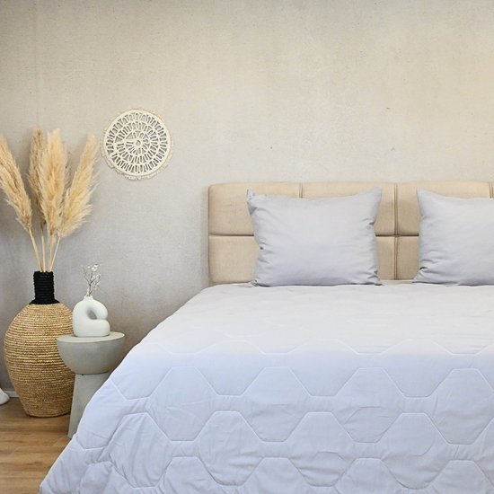 HappyBed All year dekbed enkel 160x200 - Twijfelaar dekbed - Wasbaar dekbed zonder overtrek - Bedrukt dekbed zonder hoes - Hoesloos Dekbed met Print - Grijs van HappyBed