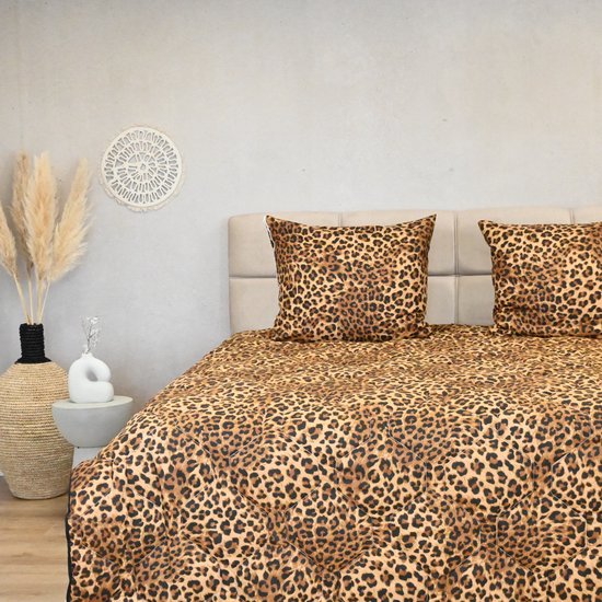 HappyBed All year dekbed enkel 160x200 - Twijfelaar dekbed - Wasbaar dekbed zonder overtrek - Bedrukt dekbed zonder hoes - Hoesloos Dekbed met Print - Panter van HappyBed