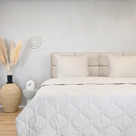 HappyBed All year dekbed enkel 200x200 - Tweepersoonsdekbed - Wasbaar dekbed zonder overtrek - Bedrukt dekbed zonder hoes - Hoesloos Dekbed met Print - Taupe van HappyBed