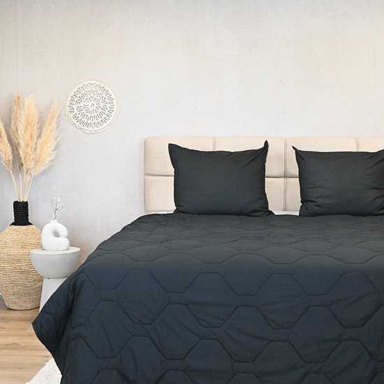 HappyBed All year dekbed enkel 240x200 - Lits Jumeaux - Wasbaar dekbed zonder overtrek - Bedrukt dekbed zonder hoes - Hoesloos Dekbed met Print - Black van HappyBed