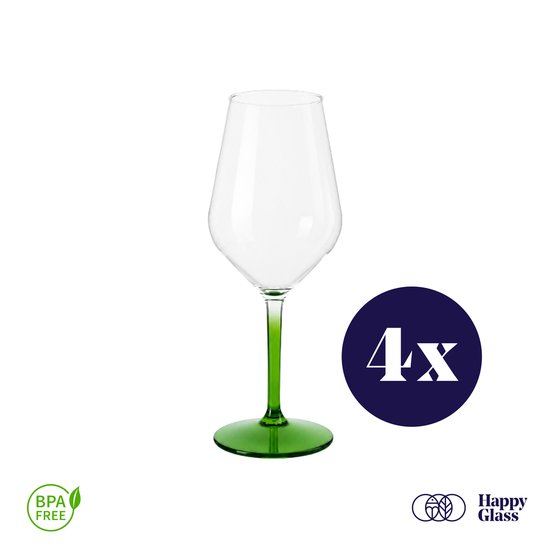 HappyGlass Lady Abigail plastic wijnglazen – Set van 4 kunststof herbruikbare wijnglazen – 47cl – Bottle green steel – BPA-vrij Tritan