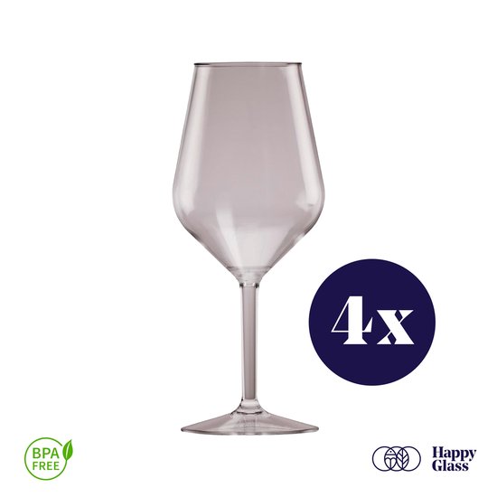 HappyGlass Lady Abigail plastic wijnglazen – Set van 4 kunststof herbruikbare wijnglazen – 47cl – Noble smoke – BPA-vrij Tritan- Limited Edition