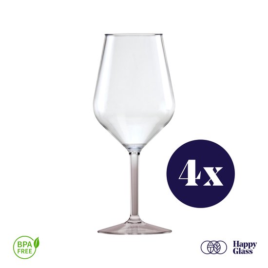 HappyGlass Lady Abigail plastic wijnglazen – Set van 4 kunststof herbruikbare wijnglazen – 47cl – Noble smoke steel – BPA-vrij Tritan