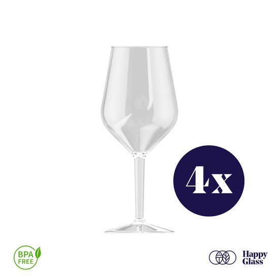 HappyGlass Lady Abigail plastic wijnglazen – Set van 4 kunststof herbruikbare wijnglazen – 47cl – Transparant – BPA-vrij Tritan van HappyGlass