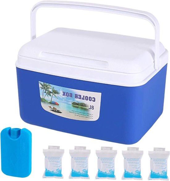 Hard Cooler Box - Kleine Koelkist IJskist - Outdoor Avonturen - 48 Uur Koelretentie - 8L - Blauw