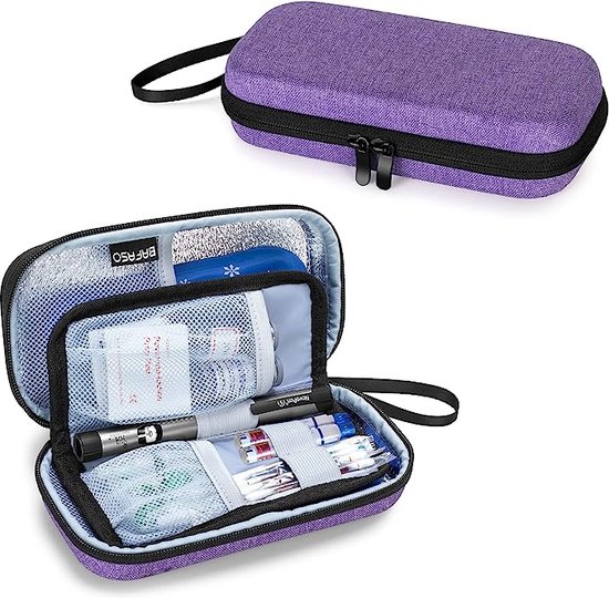Hard Insuline Cooler Travel Case met 2 Ice Packs, Insuline Travel Case voor Insuline Pennen en Diabetische Benodigdheden, Paars van SHBC