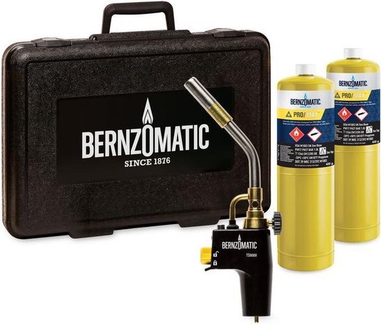 Hardsoldeerset in koffer inclusief originele Bernzomatic TS8000 brander en 2 x Bernzomatic Gasflessen - zonder soldeer accessoires - Kofferset - ook geschikt voor sous vide gerechten van Merkloos