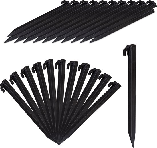 haringen 31 cm - set van 32 stuks - kunststof - lang - voor zachte bodem - zwart van Redcliffs