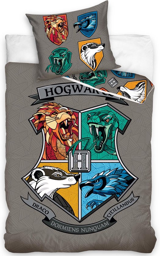 Harry Potter Dekbedovertrek Geometrisch - Eenpersoons - 140 x 200 cm - Katoen van Merkloos