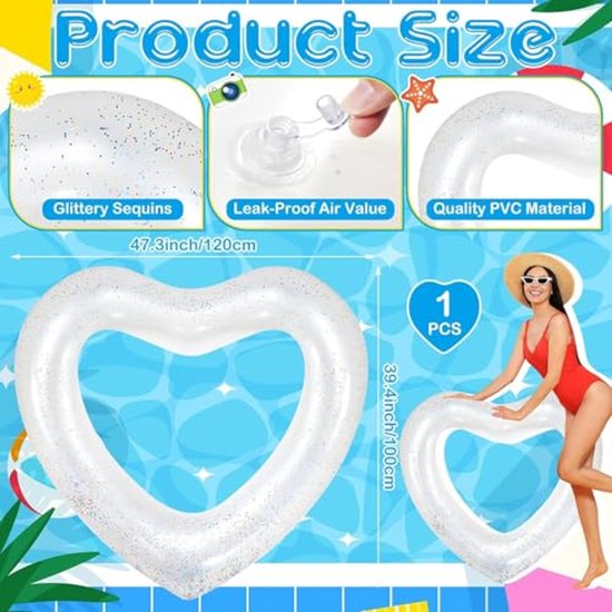 Hartvormige Zwemring - Opblaasbare Luchtmatras voor Volwassenen - Perfect Voor Zwembad en Strand