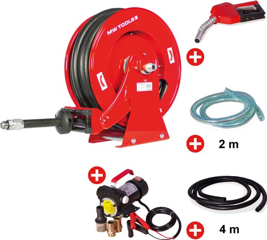 Haspel Diesel 15 m Ø 3/4 20 bar Gepoederlakt staal met pompenset 12 V MW Tools SHD3415 SET3 12 van MW Tools