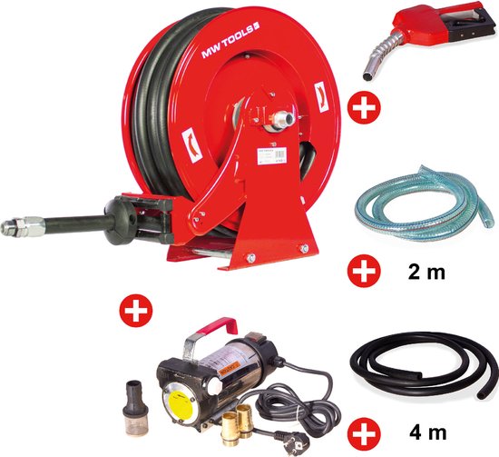 Haspel Diesel 15 m Ø 3/4 20 bar Gepoederlakt staal met pompenset 230 V MW Tools SHD3415 SET3 230 van MW Tools