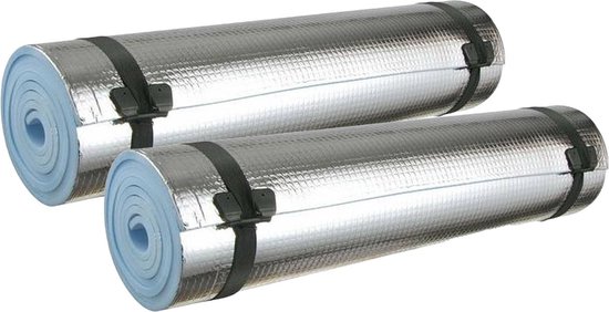 Haushalt Kampeermat - 2x - met aluminiumfolie 180 x 50 x 0,6 cm - isolatiemat - survivallen van Haushalt