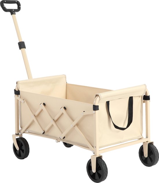 HAUSS SPOLE Bolderkar Opvouwbaar – 70 Liter – Staal – Beige – Voor Strand Camping Boodschappen En Tuin – Afneembare Wielen van Merkloos