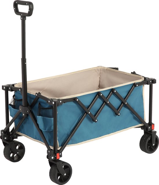 HAUSS SPOLE Bolderkar Opvouwbaar – 77x48x45 Cm – Staal – Blauw – Voor Kamperen Boodschappen Sport Vissen – Afneembare Wielen van Merkloos