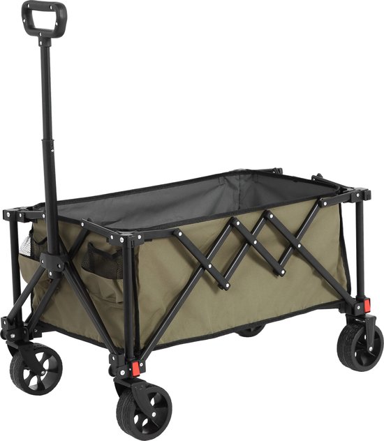 HAUSS SPOLE Bolderkar Opvouwbaar – 80 Liter – Staal – Groen – Voor Kamperen Boodschappen Sport Vissen – Afneembare Wielen van Merkloos