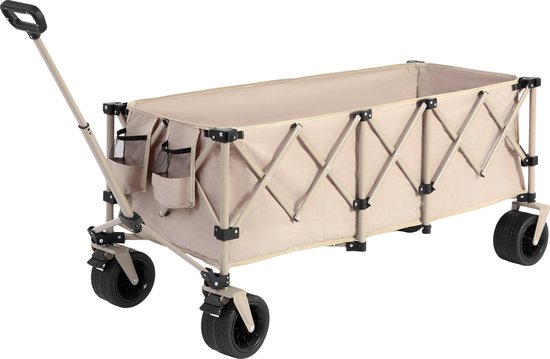 HAUSS SPOLE Bolderkar Opvouwbaar – Extra Grote Inhoud 300 Liter – 136 x 54 x 60 Centimeter – Staal – Beige – Voor Kamperen Boodschappen Strand van Merkloos