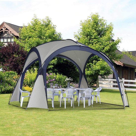 HAUSS SPOLE Tent – 3,5 x 3,5 x 2,22 m – Snel Op Te Zetten – Polyester – Crèmewit – Zonwering Voor Tuin En Feest – Met Draagtas
