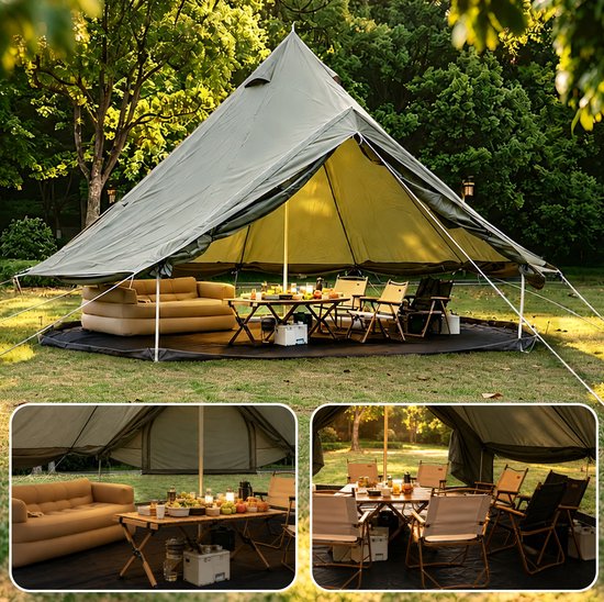 HAUSS SPOLE Tent – 400 x 400 x 250 cm – Waterdicht En Scheurvast Polyester – Donkergroen – Voor 4-8 Personen En Vier Seizoenen