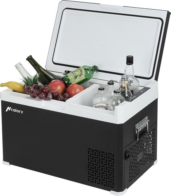 Hcalory  Compressor Koelbox - 30 L - Mini Koelkast - AC/DC - 12V-24V/230V - Voor auto en huis - Outdoor camping benodigdheden - Zwart/Wit van Hcalory