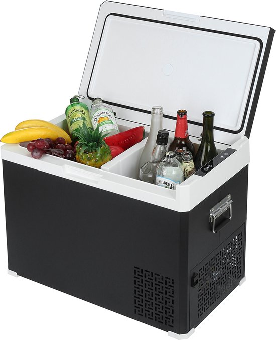 Hcalory  Compressor Koelbox - 40 L - Mini Koelkast - AC/DC - 12V-24V/230V - Voor auto en huis - Outdoor camping benodigdheden - Zwart/Wit van Hcalory