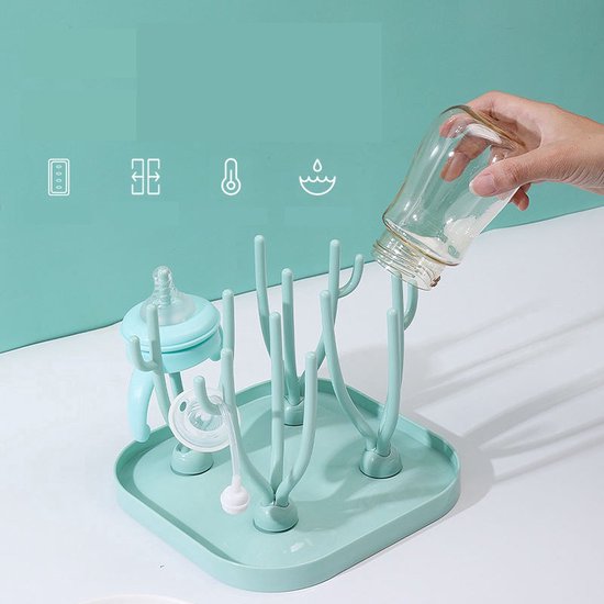 HD Shop - Flessen Droogrek - Baby Flessenrek - Afdruiprek Baby - Droogrek - Groen/Turqoise van HD Shop