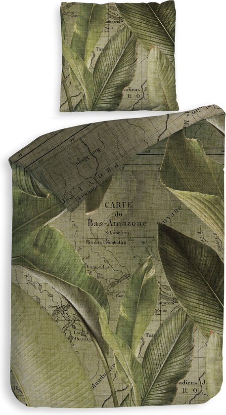 Heckettlane Bruna Dekbedovertrek - Eenpersoons - Katoen - 140x200-220cm - Groen van Merkloos