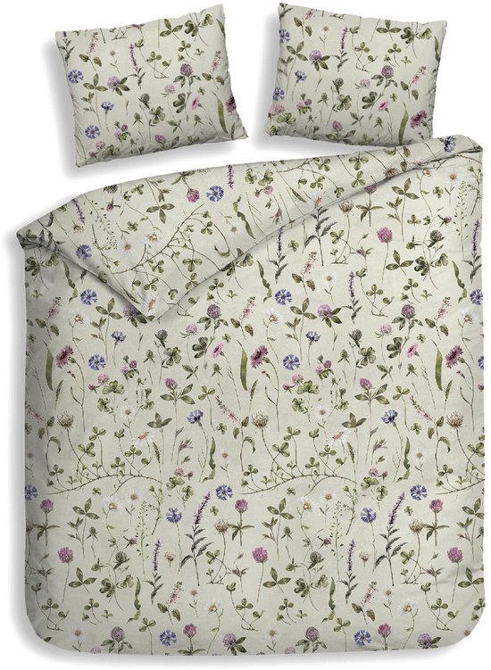 Heckettlane Dekbedovertrek Katoen Flanel Harper - Pistachio Green - 100% Katoen-Flanel - Dekbedovertrek 240x200/220cm - Lits Jumeaux - Puketi van Merkloos