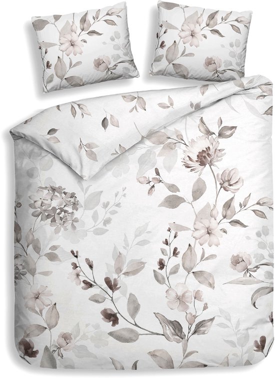 Heckettlane Dekbedovertrek Katoen Satijn Amara - Beige - 100% Katoen-Satijn - Dekbedovertrek 260x200/220cm - Lits Jumeaux Extra Breed - Wenen van Merkloos